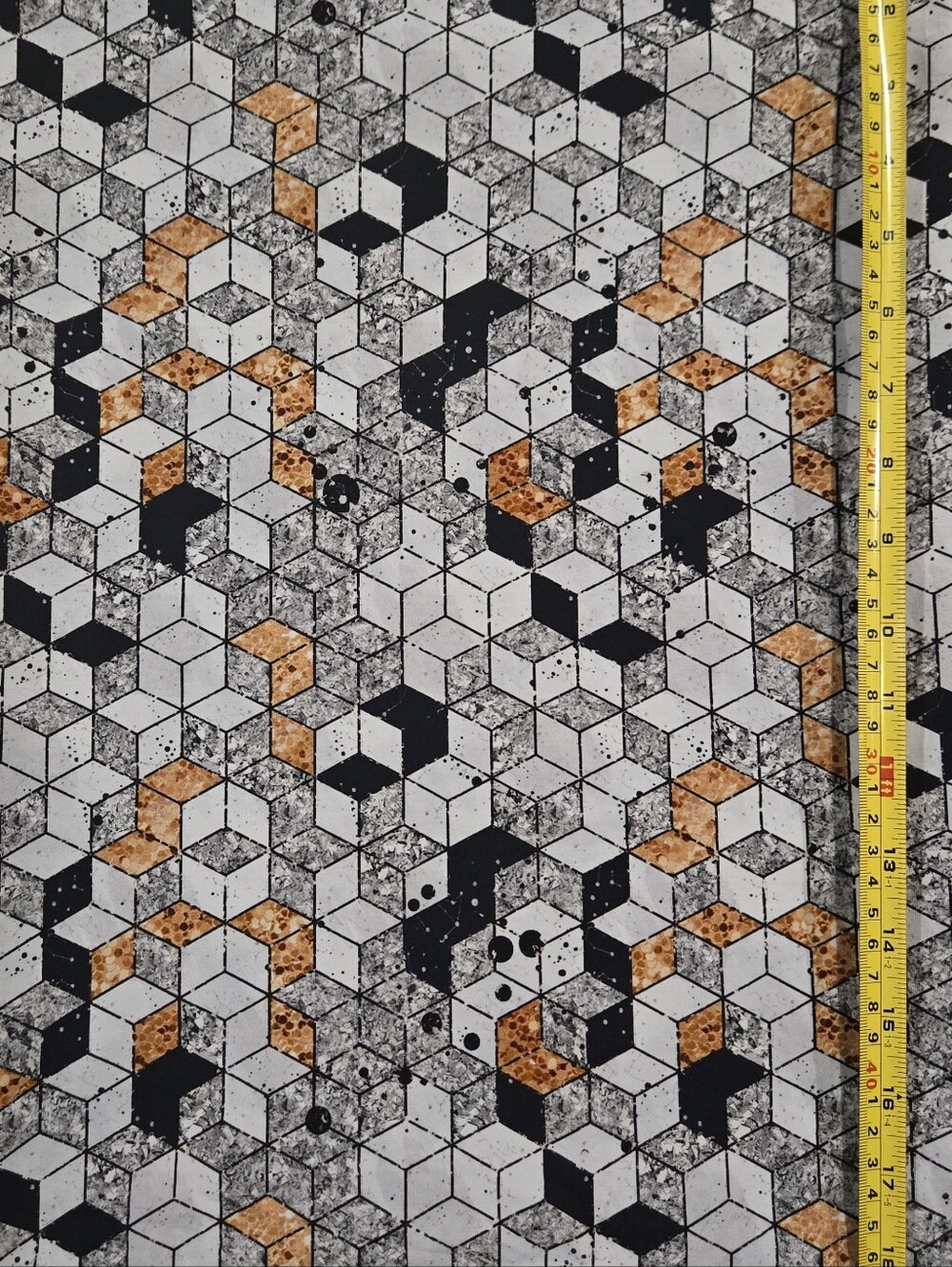 Knit Fabric: Geometric Glitter Gold Silver Cotton Lycra Stretch Fabric 91cmxWOF